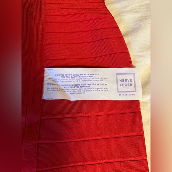 Herve Leger Red Off-Shoulder Bandage Dress - Picture 10 of 10